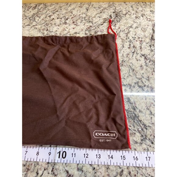 Coach Dust Bag Brown Red Drawstring Logo Pouch Storage Travel 15x15 Vintage - Picture 3 of 4